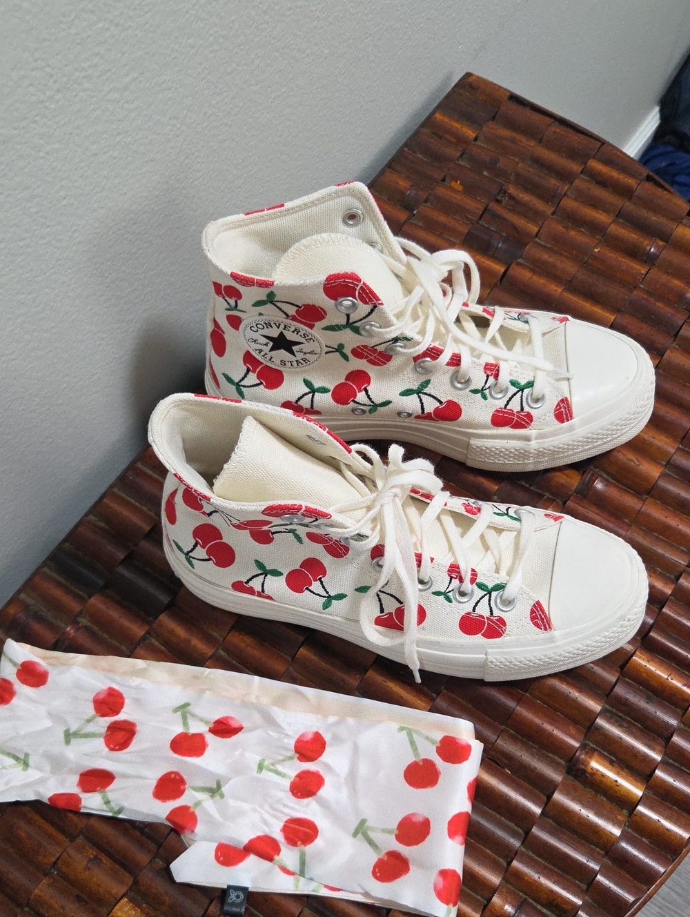 Converse Cherry Print High Top Sneakers